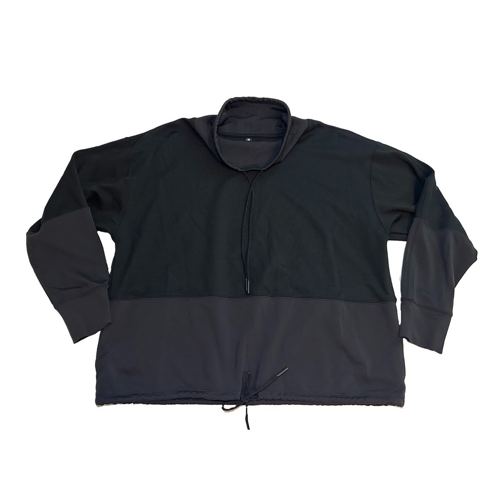 Athleta Women's MEDIUM Black Hermosa Mock Neck Pullover Sweatshirt Relaxed Fit
